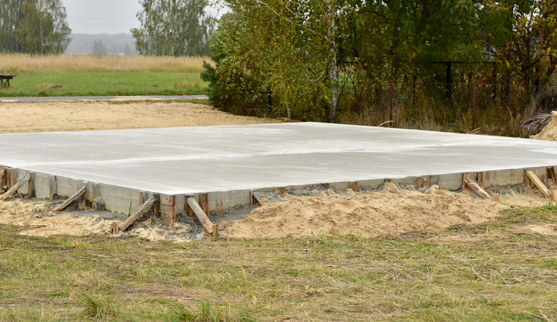 flat concrete slab for a foundation