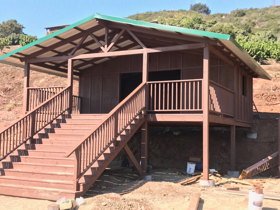 Newly built brown shed